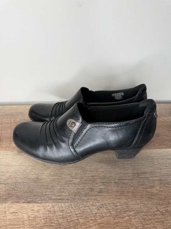 ROCKPORT Black Leather Cobb Hill Adele Shoes Shoeties Ridges Block Heel Size 9 - Picture 5 of 15